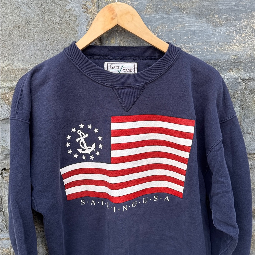 Vintage sailing USA Sweatshirt 90s American Flag Nautical Medium Ocean